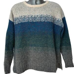 Vintage Staccato Sweater White Blue Green Gray Crewneck Pullover Women's Large
